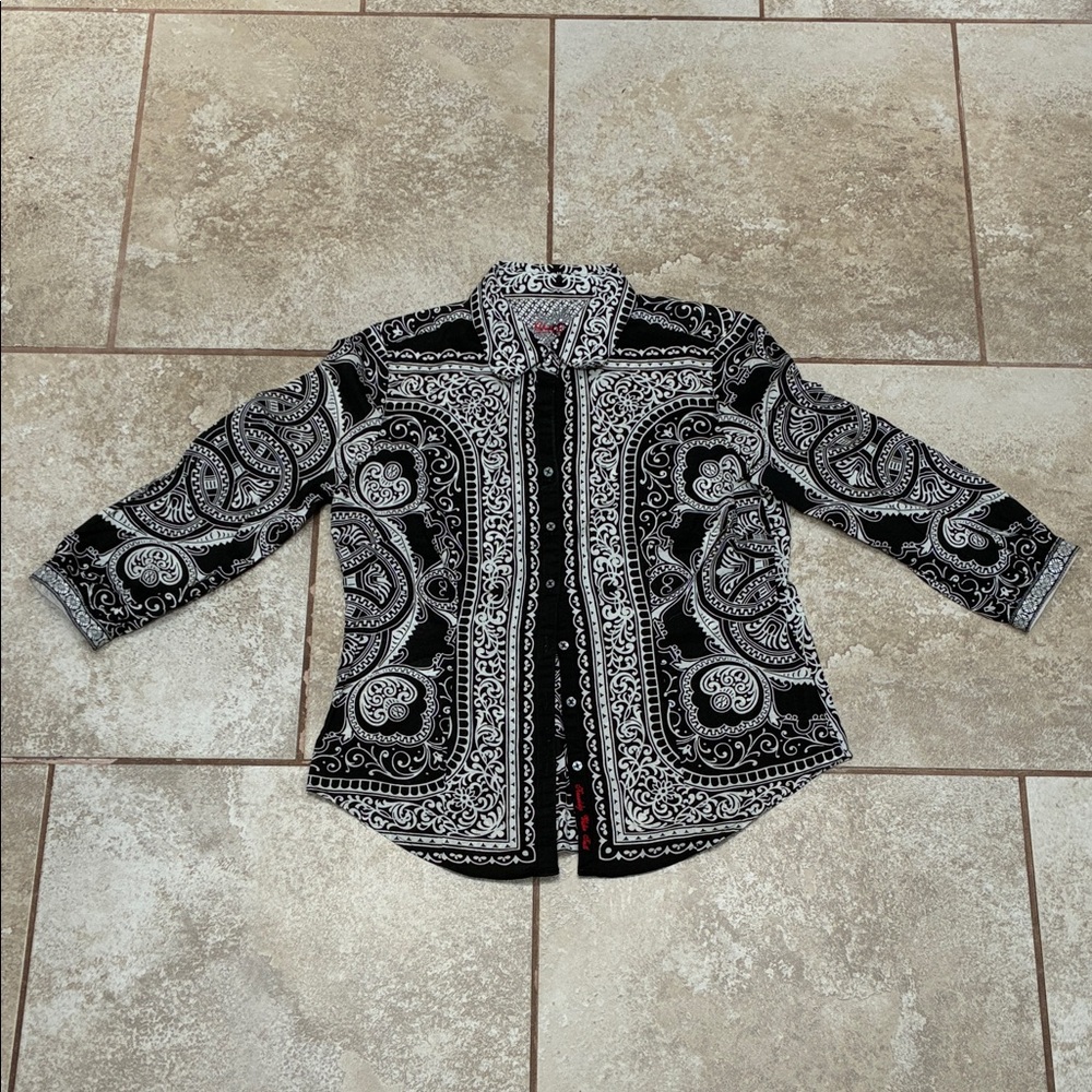 Robert Graham Black and White Paisley Button-Down Shirt